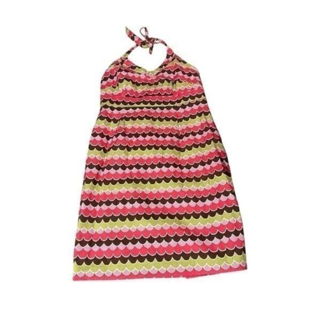 Boden y2k style scalloped pastel detailing halter top dress